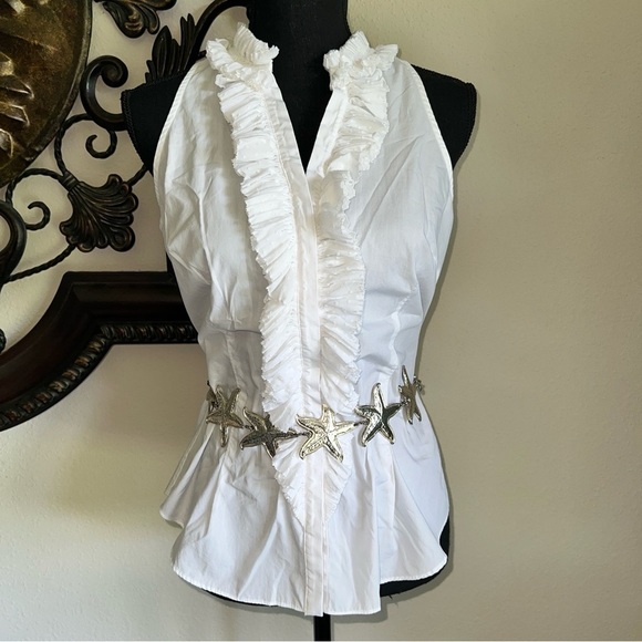 ESCADA Women’s Silver Tone Vintage Distressed Starfish Chainlink Belt - Picture 14 of 15